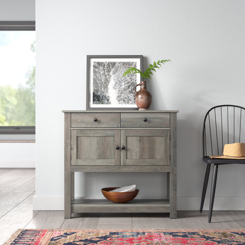 Mazelina Farmhouse 2-Door Cabinet with 2 Drawers Buffet Table for Kitchen