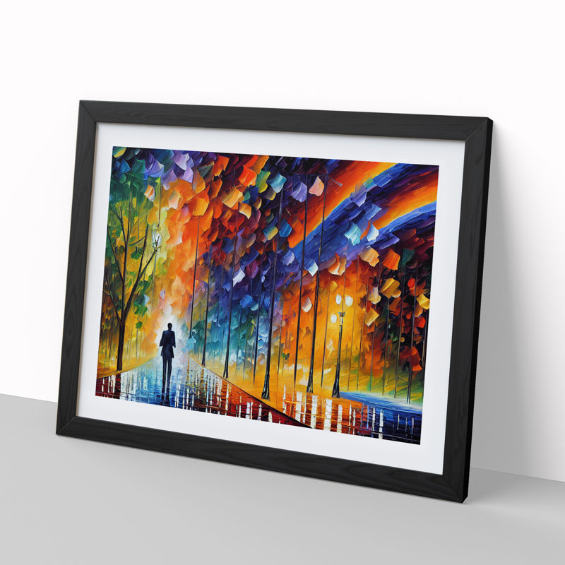 Alone By The Trees - Single Picture Frame Painting, Black, 46cm H x 64cm W x 2cm D