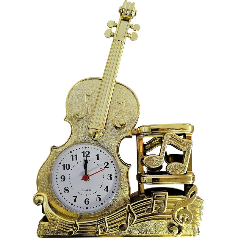 Roman Numeral Quartz Movement / Crystal Alarm Tabletop Clock Gold