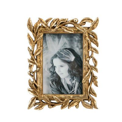 6.5X8.5" Gold Leaf Photo Frame With 4X6" Opening