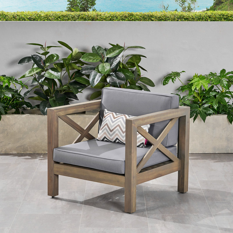 Fauteuil club Brava, confortable et polyvalent, Gris, Tissu gris imperméable