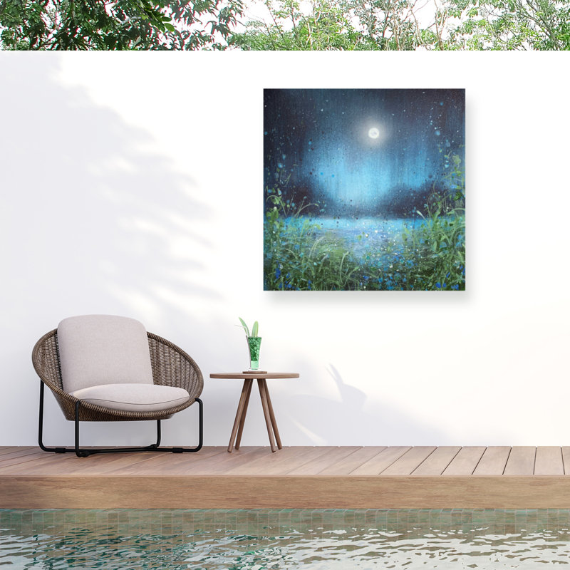 Jennifer Taylor Art Twilight en toile d'extérieur bleu sarcelle, H 24 po x l 24 po