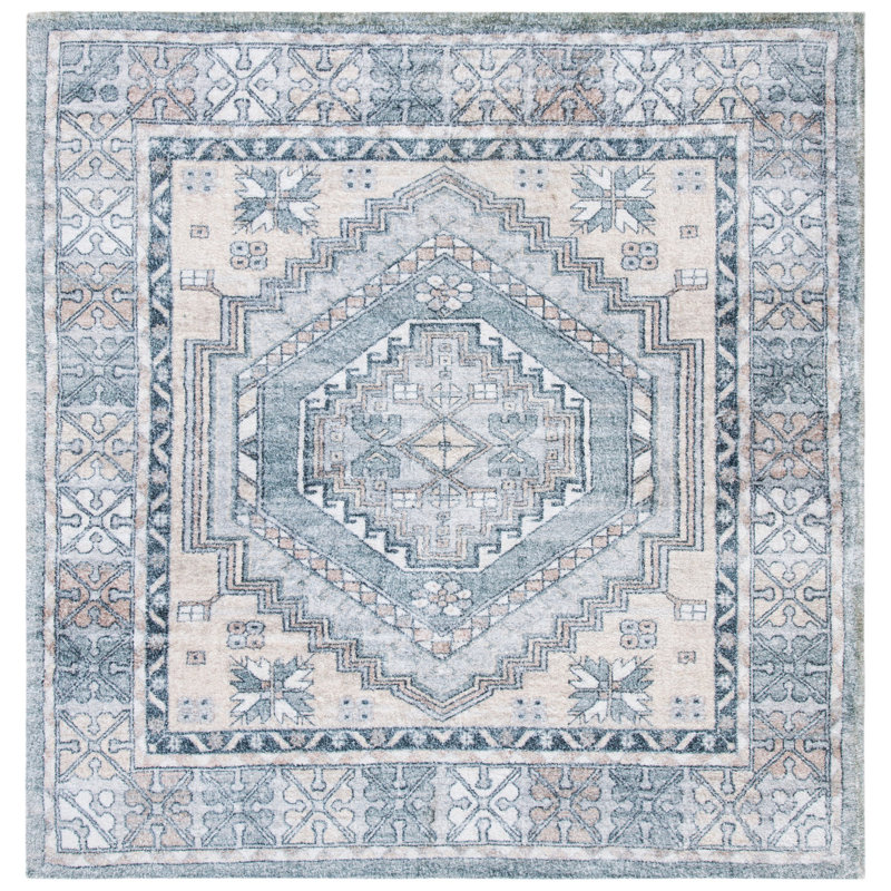 Blucher Hand Loomed Performance Oriental Rug, Square 6'