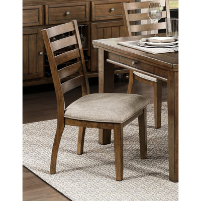 Dining Room Side Chairs ( Of 2) Cherry Finish, Wooden Back, Textured Beige Upholstery, 250lbs Weight Bearing Capacity Wood 2, Back Style, Capacity, Fe