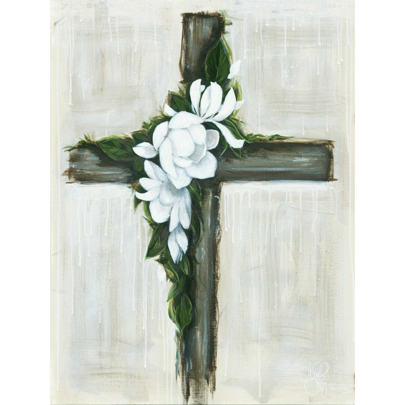 «Magnolia Flowered Cross», reproduction sur toile tendue, H 16 po x l 12 po
