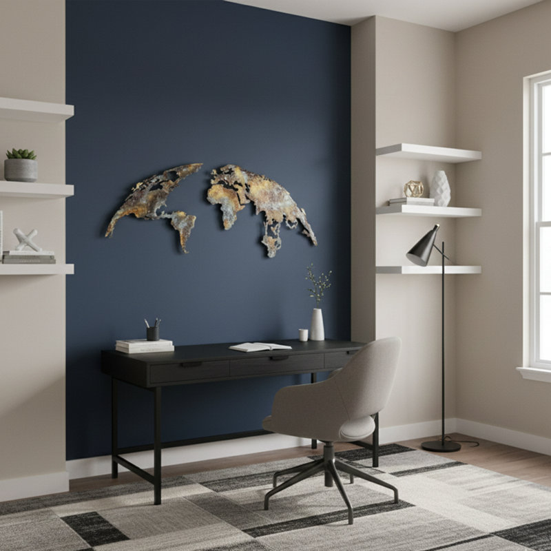 Geography Wall Decor on Metal