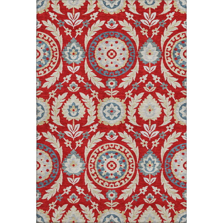 Premium Machine Washable Prisco Red Rug