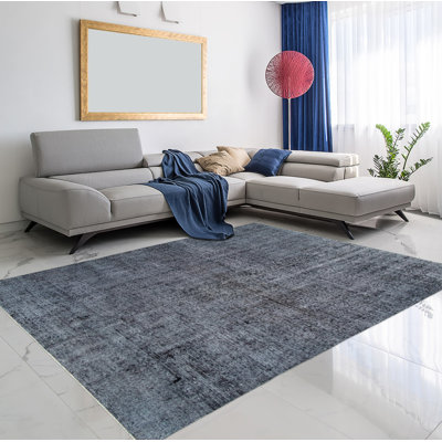 Tapis noir en laine noué à la main de conception unique 2000 pi 5 pi 5 po x 8 pi 5 po Olatz