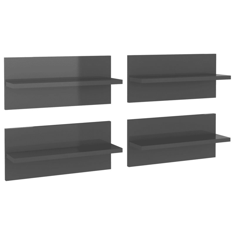 Ayden-Alexander 4 Piece Floating Shelf, 18cm H x 40cm W x 11.5cm D, Gloss Grey