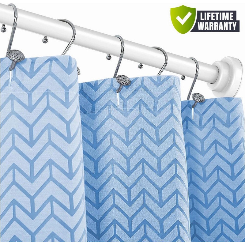 Adjustable White Stainless Steel Tension Shower Rod 43-72 Inches