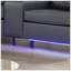 Ensemble de canapé-lit en tissu de PVC noir avec lumières DEL, chargeur USB, console de rangement, porte-gobelets, coussins capitonnés