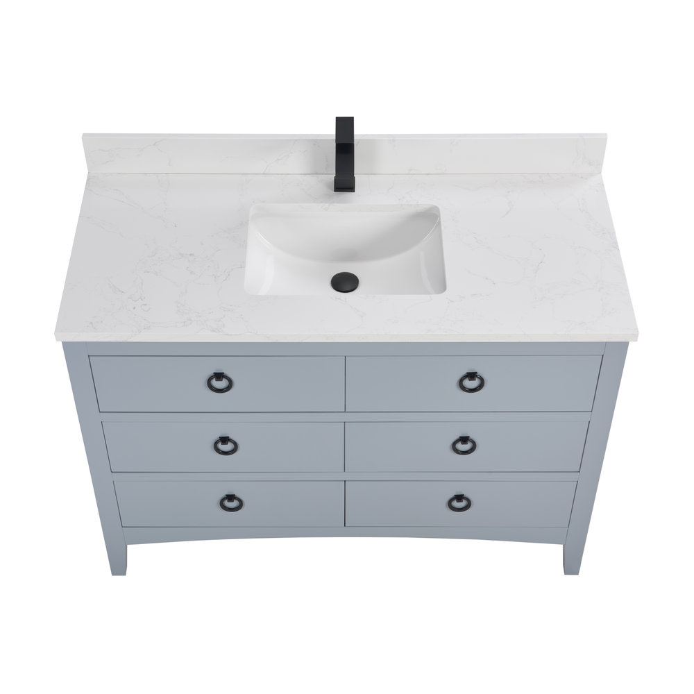 Teoni 48" Oak Single Bathroom Vanity, Black, Cadet