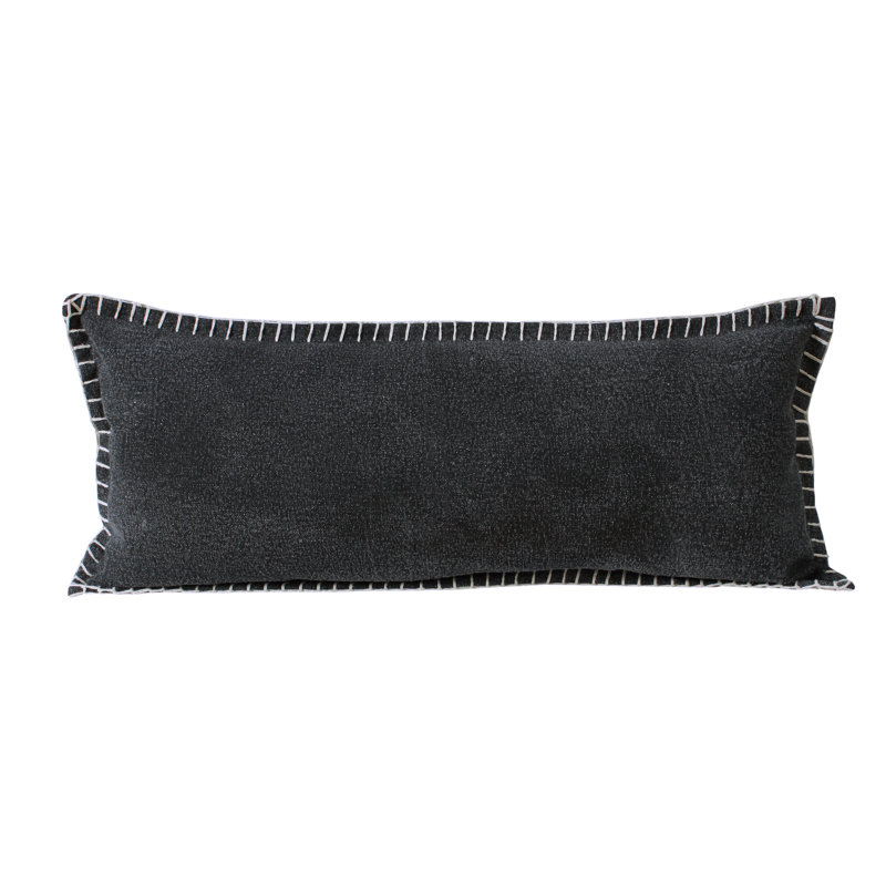 Housse de coussin en coton de couleur unie Vital, Noir, Polyester