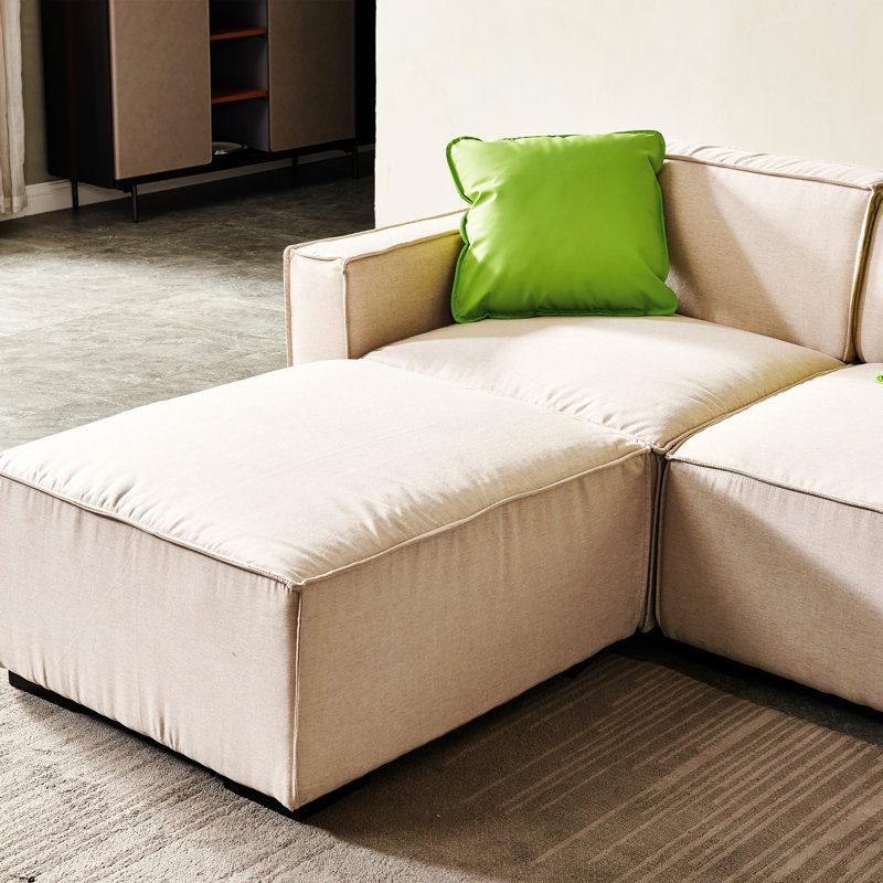 4 - Piece Upholstered Sectional, Dark Gray Linen Blend, Left Hand Facing