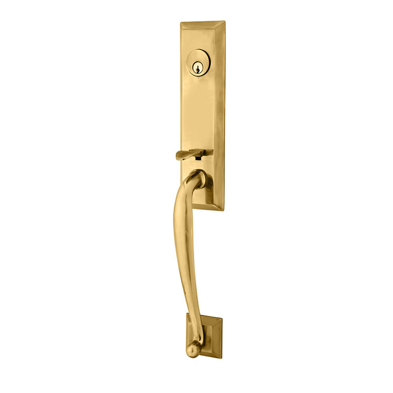 Entretoise tubulaire cylindrique unique Emtek Adams, Laiton antique français, Poignée losange, Réversible