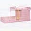 Lit superposé double avec rangement, panneau de fibres à densité moyenne et fabrication en bois massif, design moderne avec tiroirs et mini garde-robe - rose Sakura-1240112737