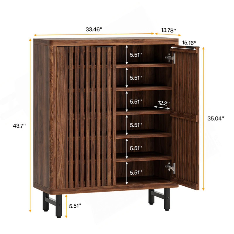 Wooden Storage Cabinet,Shoe Cabinet, Walnut
