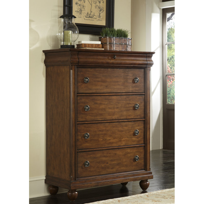 Commode 5 tiroirs Lenny Fye, Cerise rustique
