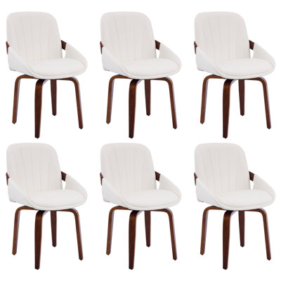 Swivel Dining Chairs, Faux Leather Upholstered Armchairs With 360Â° Rotation, Mid-Century Modern Chair With Solid Wood Legs For Kitchen, Dining Room, Living Room