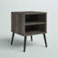 Table de chevet Bertta, table de chevet Mid-Century à 2 niveaux avec pieds en bois, table de chevet, table de bout, table d'appoint, pour chambre à coucher, salon, gris chêne français-1254646002