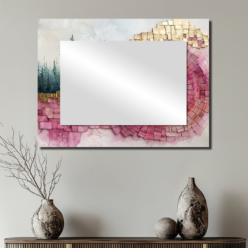 «Rose Crystal River Under A Pine Forest», art mural décoratif en miroir, imprimé sur métal, 24 po x 32 po