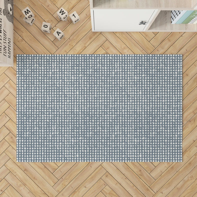 Tapis de jeu pour enfants Grunge Row, Bleu, Rectangle 5 pi x 7 pi