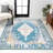 Adao Bohemian Cottage Medallion Turquoise/Gray Rug-1093399625