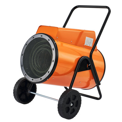 Chaufferette de garage électrique industrielle 15 kW 240 V avec roues - Chaufferette d'atelier à air pulsé, commandes réglables et protection contre la surchauffe