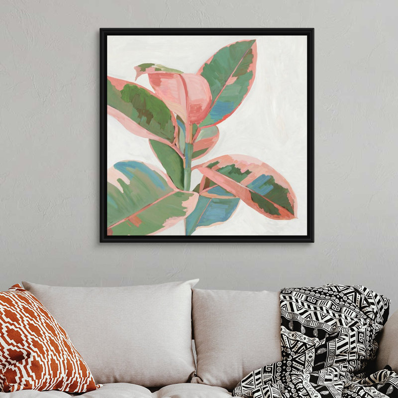 «Pink Ficus I», art mural sur toile, Toile encadrée noire, H 38 po x l 38 po