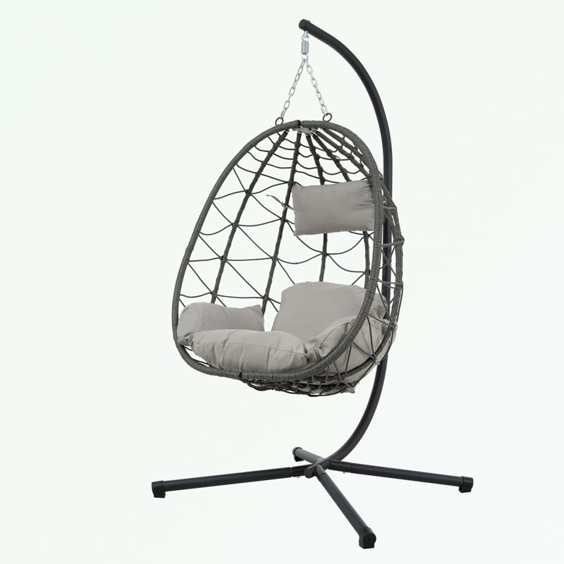 Fauteuil à œufs avec support et coussin moelleux, Gris clair