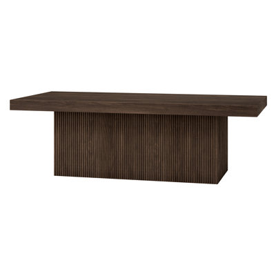 47.5" Wide Coffee Table with Fluted Pedestal Base — Alder Brown Scandinavian MDF Center Table for Living Room | Karyme