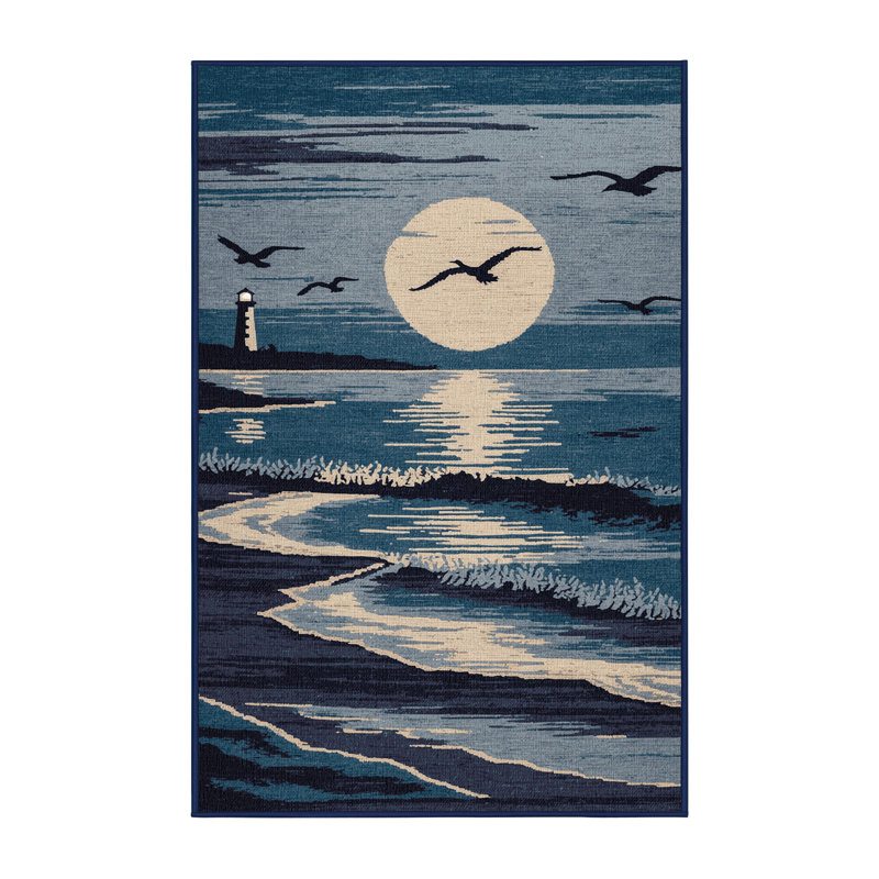  Tapis bord de mer lavable au clair de lune, Rectangle 6 pi x 9 pi