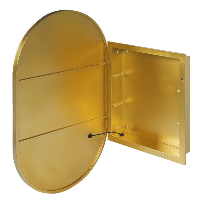 Strausbaugh 21'' W 34'' H LED Lighting Recessed Framed Medicine Cabinet, Gold