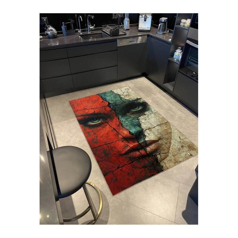 Italian Women's Themed Woven Base Washable Carpet, Rectangle 3'4" x 6'7"