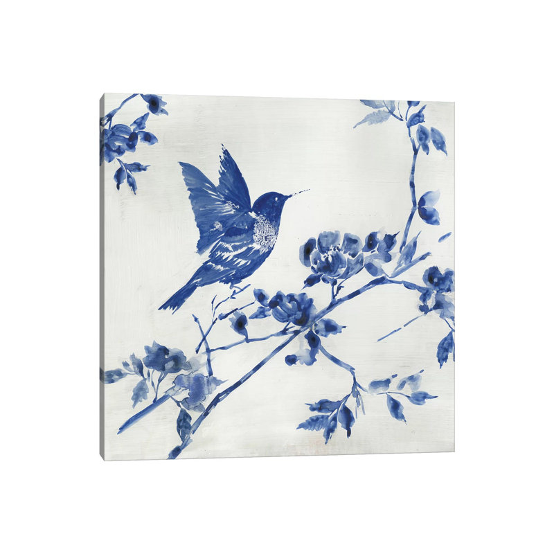 Porcelain Hummingbird by Asia Jensen - Wrapped Canvas Painting, 45.72 cm H x 45.72 cm W x 3.175 cm D