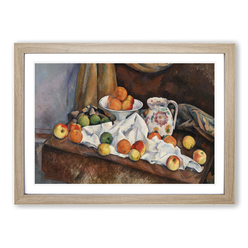 Still Life with Apples and Oranges by Paul Cezanne - Picture Frame Painting, 36cm H x 48cm W x 2cm D, Oak