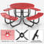 Ensemble de table ronde et de chaises rondes en acier noir et rouge avec trou pour parasol