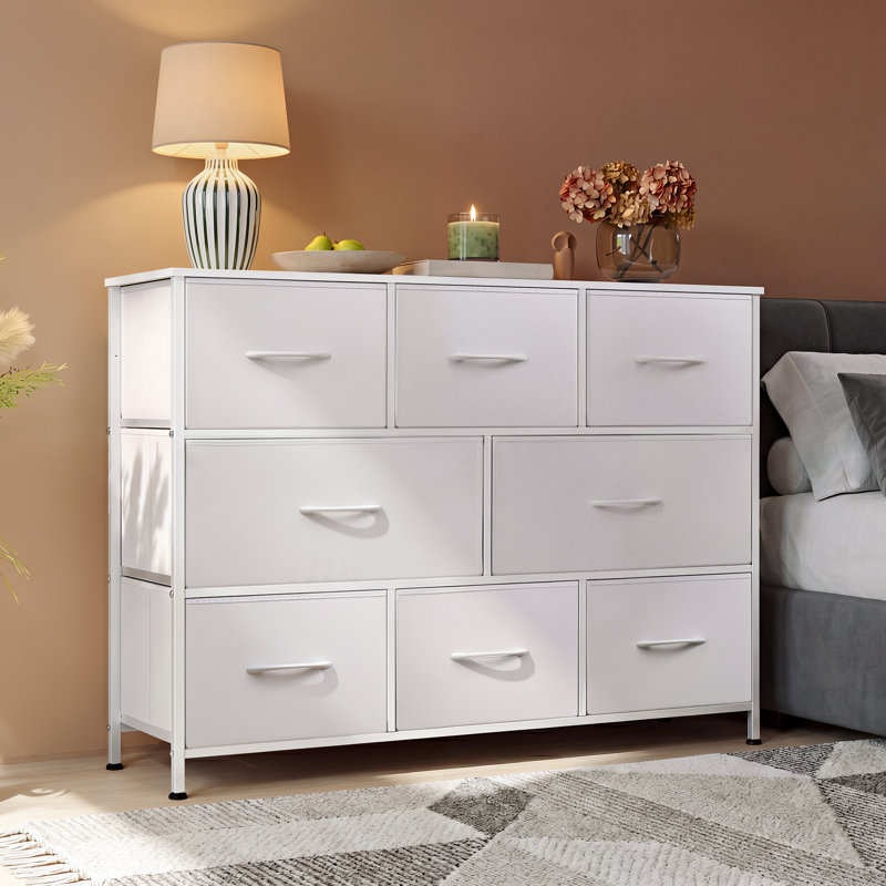  Commode 8 tiroirs Chaseburg pour chambre à coucher, commode meuble télé 32 "à 43" avec grand tiroir de rangement, commode avec cadre robuste pour le salon, vestibule