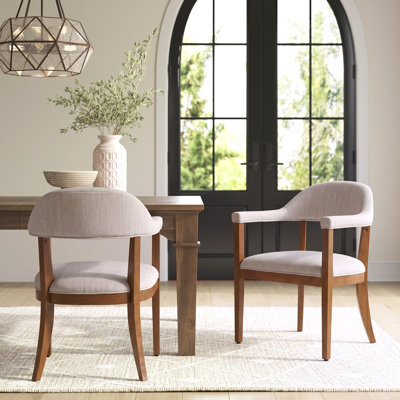 Bennett Mid-Century Modern Upholstered Dining Chairs with Rubberwood Legs
