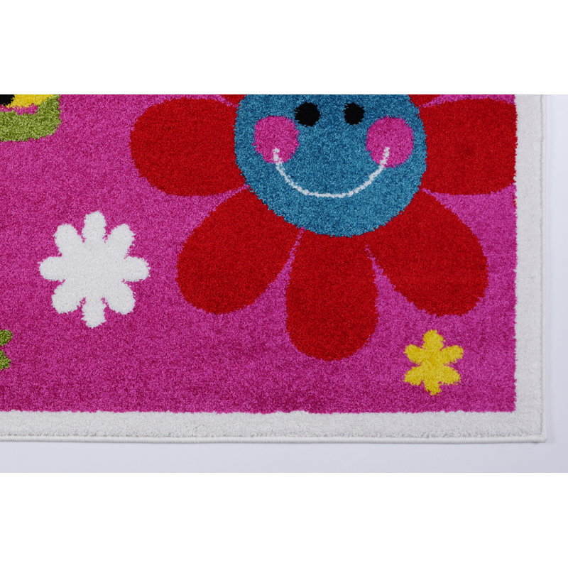 Kindig Floral Pink Area Rug, Rectangle 5'3" x 7'4"