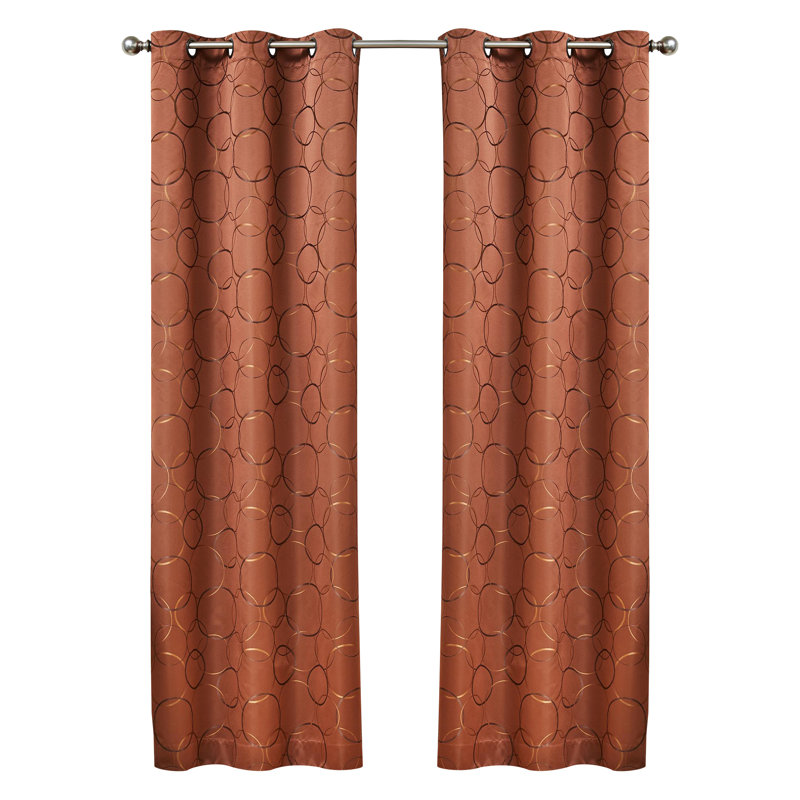 Eclipse Meridian Geometric 100% Blackout Thermaback Grommet Window Curtain Panel, River Blue, 108" L x 42" W