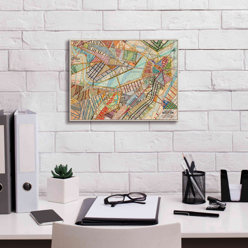 «Modern Map of Boston» par Nikki Galapon, art mural sur toile, H 12 po x l 16 po x P 0,75 po
