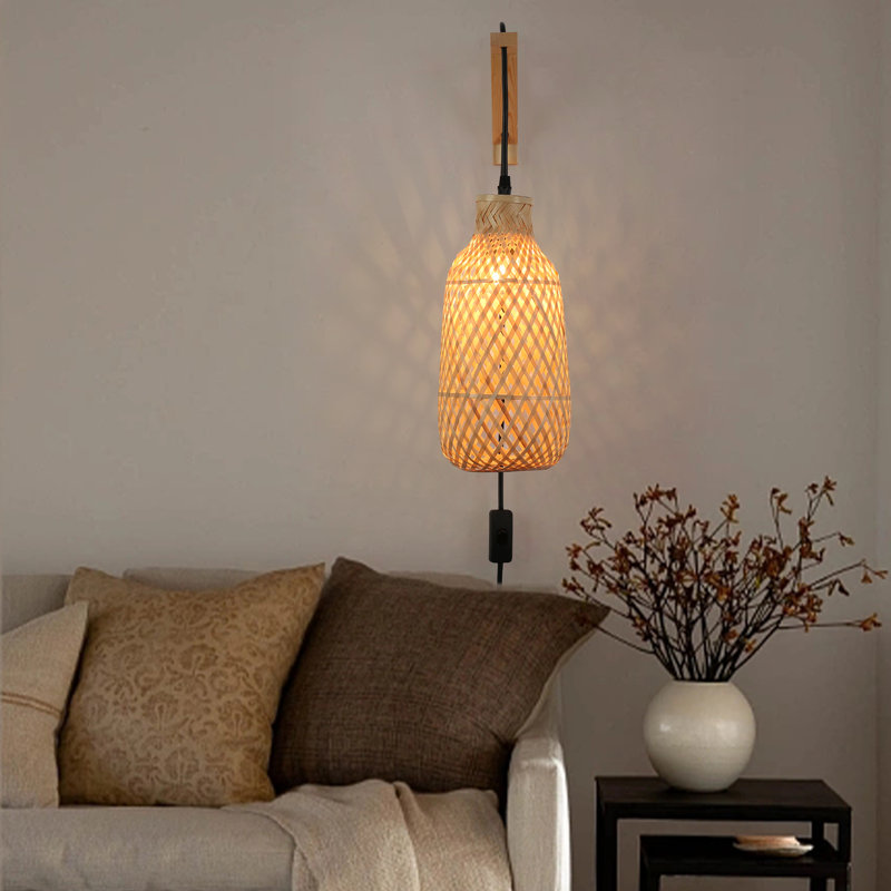 Luminaire mural en bambou 11,8 po avec interrupteur Kitchen Kitchen