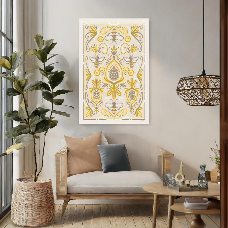 Art contemporain d'abeille bourdon brocart, H 48 po x l 32 po