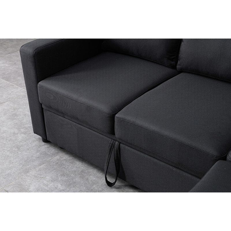 Lit modulaire en noir - Espace pour les petits espaces Confortable avec coussins moelleux Attelle en bois massif multi-couches 5 places de salon, dortoirs, bureaux Espaces de dortoir économes