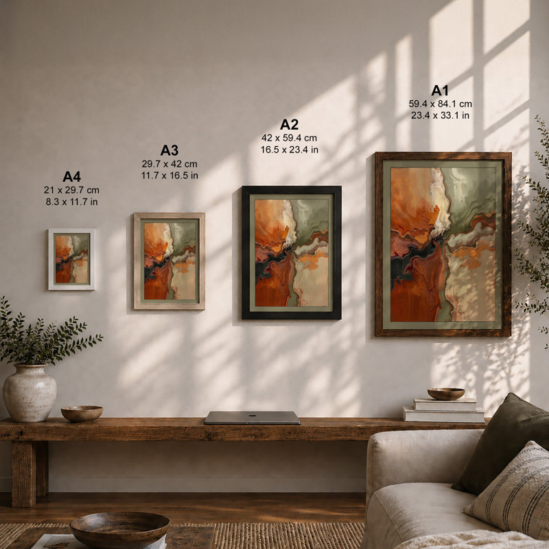 Warm and Cool Divide Abstract - Framed Print, A1 - 84.1 x 59.4 cm, Oak