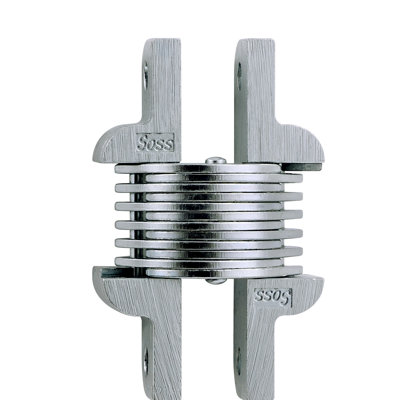 SOSS Model 106 surface mount hinge, maximum material thickness is 5/64"