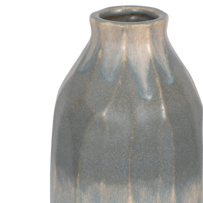 Vase décoratif en grès de style côtier en céramique, 16"
