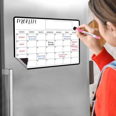 calendar planner Drys Erasable Calendar Magnetic Calendar For Fridge Kitchen White Board Calendar For Refrigerator Reusable Monthly Weekly Planner With Eraser Markers 10ML