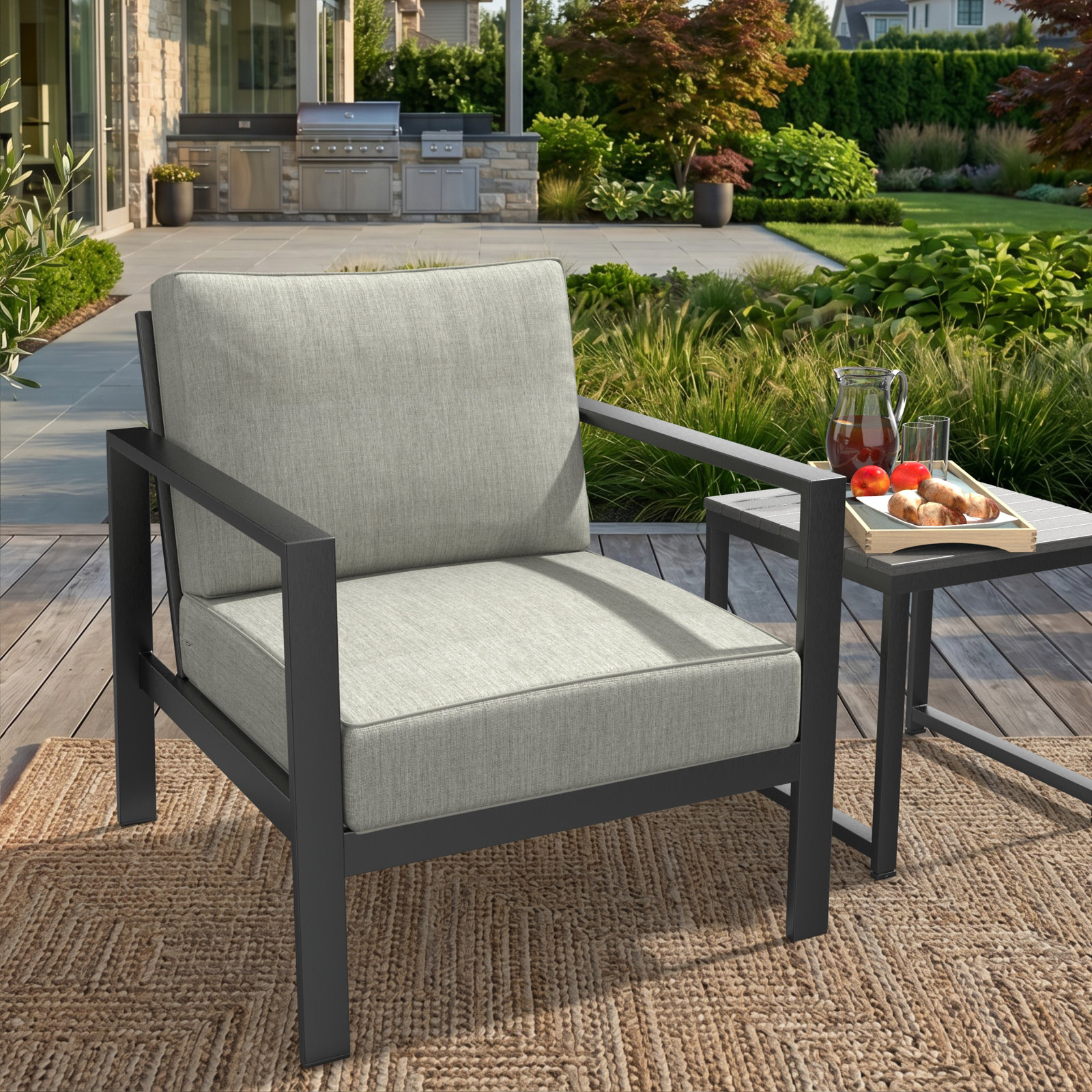 Lani 25" Sunbrella® Seat and Back Cushion, Canvas Granite Sunbrella® Canvas